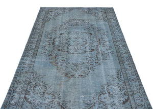 Blue Over Dyed Vintage Rug 4'10'' x 8'3'' ft 147 x 251 cm