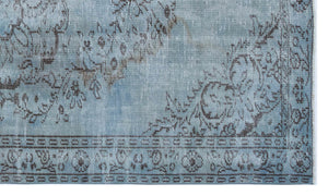 Blue Over Dyed Vintage Rug 4'10'' x 8'3'' ft 147 x 251 cm