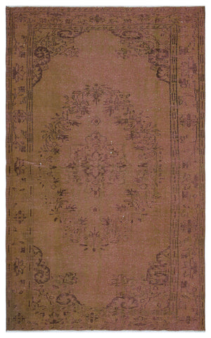 Brown Over Dyed Vintage Rug 5'3'' x 8'6'' ft 159 x 258 cm