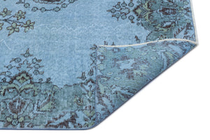 Blue Over Dyed Vintage Rug 5'5'' x 9'2'' ft 165 x 279 cm