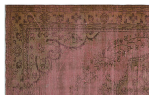 Brown Over Dyed Vintage Rug 5'8'' x 9'1'' ft 173 x 276 cm