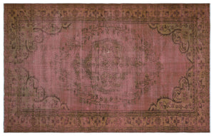 Brown Over Dyed Vintage Rug 5'8'' x 9'1'' ft 173 x 276 cm