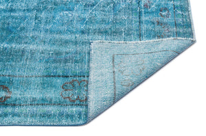 Turquoise Over Dyed Vintage Rug 5'8'' x 9'10'' ft 172 x 300 cm