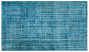 Turquoise Over Dyed Vintage Rug 5'8'' x 9'10'' ft 172 x 300 cm