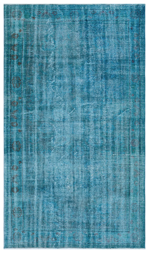 Turquoise Over Dyed Vintage Rug 5'8'' x 9'10'' ft 172 x 300 cm