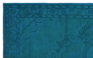 Turquoise Over Dyed Vintage Rug 5'7'' x 8'11'' ft 170 x 273 cm