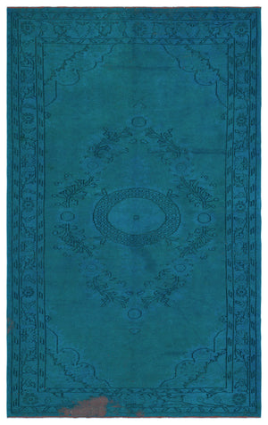 Turquoise Over Dyed Vintage Rug 5'7'' x 8'11'' ft 170 x 273 cm