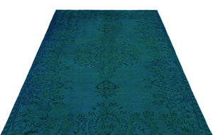 Turquoise Over Dyed Vintage Rug 5'3'' x 7'10'' ft 161 x 240 cm