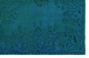 Turquoise Over Dyed Vintage Rug 5'3'' x 7'10'' ft 161 x 240 cm