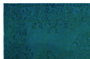 Turquoise Over Dyed Vintage Rug 5'3'' x 7'10'' ft 161 x 240 cm