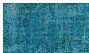 Turquoise Over Dyed Vintage Rug 5'5'' x 9'3'' ft 166 x 281 cm