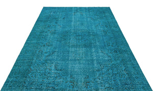 Turquoise Over Dyed Vintage Rug 6'1'' x 9'7'' ft 185 x 292 cm