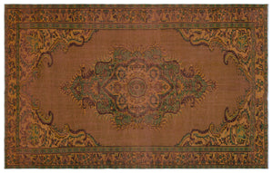 Brown Over Dyed Vintage Rug 6'3'' x 9'5'' ft 190 x 287 cm
