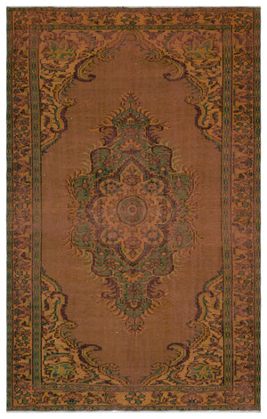 Brown Over Dyed Vintage Rug 6'3'' x 9'5'' ft 190 x 287 cm