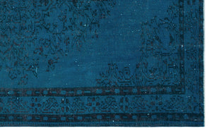 Turquoise Over Dyed Vintage Rug 5'7'' x 8'8'' ft 169 x 263 cm