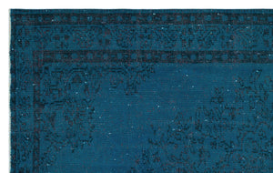 Turquoise Over Dyed Vintage Rug 5'7'' x 8'8'' ft 169 x 263 cm