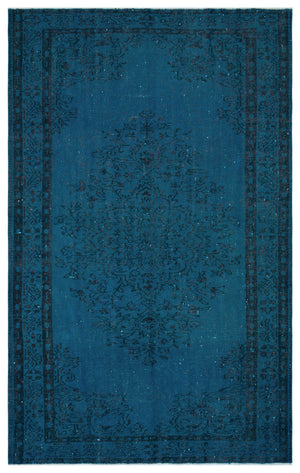 Turquoise Over Dyed Vintage Rug 5'7'' x 8'8'' ft 169 x 263 cm