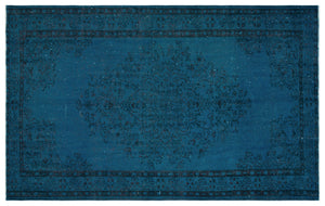 Turquoise Over Dyed Vintage Rug 5'7'' x 8'8'' ft 169 x 263 cm