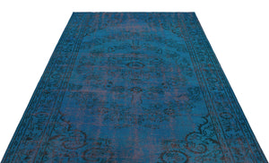 Turquoise Over Dyed Vintage Rug 5'10'' x 9'5'' ft 178 x 288 cm