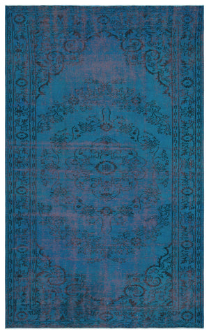Turquoise Over Dyed Vintage Rug 5'10'' x 9'5'' ft 178 x 288 cm