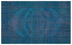 Turquoise Over Dyed Vintage Rug 5'10'' x 9'5'' ft 178 x 288 cm