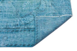 Turquoise Over Dyed Vintage Rug 5'4'' x 8'11'' ft 163 x 272 cm