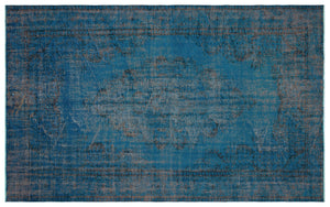 Turquoise Over Dyed Vintage Rug 5'11'' x 9'5'' ft 180 x 287 cm