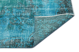 Turquoise Over Dyed Vintage Rug 5'5'' x 8'11'' ft 165 x 271 cm