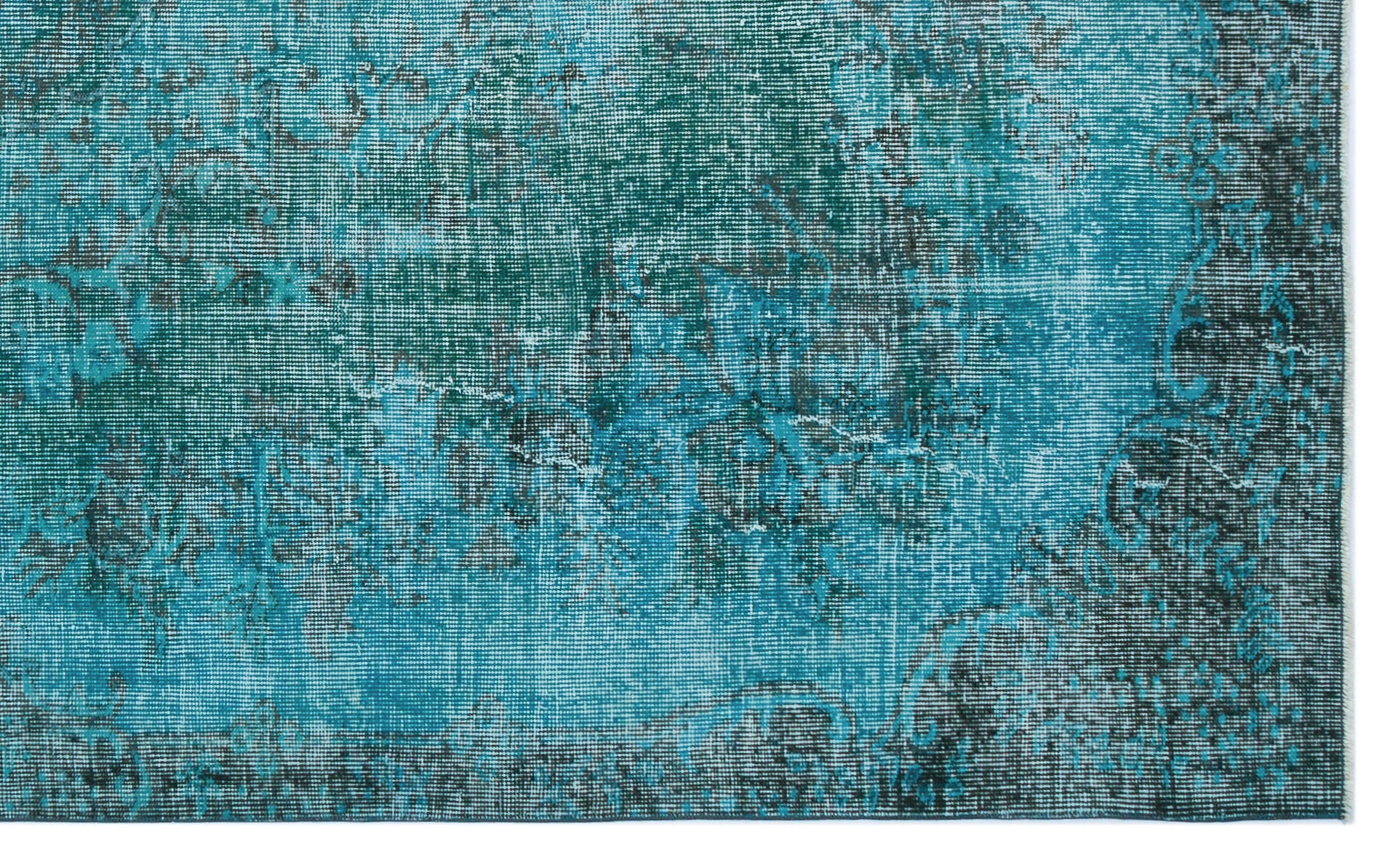 Turquoise Over Dyed Vintage Rug 5'5'' x 8'11'' ft 165 x 271 cm