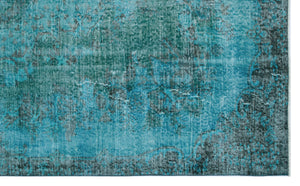Turquoise Over Dyed Vintage Rug 5'5'' x 8'11'' ft 165 x 271 cm