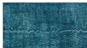 Turquoise Over Dyed Vintage Rug 3'9'' x 6'11'' ft 115 x 210 cm