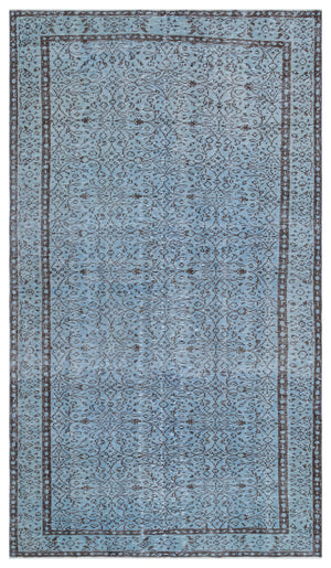 Blue Over Dyed Vintage Rug 5'0'' x 8'10'' ft 153 x 268 cm