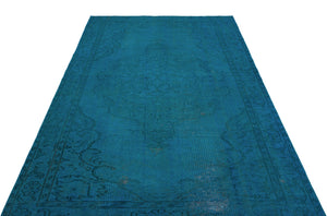 Turquoise Over Dyed Vintage Rug 5'8'' x 8'11'' ft 172 x 272 cm