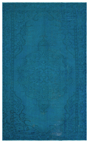 Turquoise Over Dyed Vintage Rug 5'8'' x 8'11'' ft 172 x 272 cm
