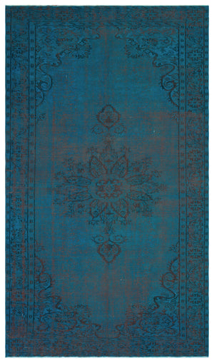 Turquoise Over Dyed Vintage Rug 6'4'' x 10'2'' ft 192 x 310 cm