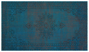 Turquoise Over Dyed Vintage Rug 6'4'' x 10'2'' ft 192 x 310 cm