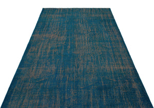 Turquoise Over Dyed Vintage Rug 5'5'' x 9'4'' ft 164 x 285 cm