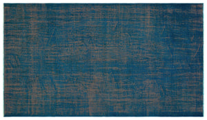 Turquoise Over Dyed Vintage Rug 5'5'' x 9'4'' ft 164 x 285 cm