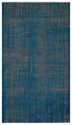 Turquoise Over Dyed Vintage Rug 5'5'' x 9'4'' ft 164 x 285 cm