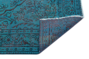 Turquoise Over Dyed Vintage Rug 6'2'' x 10'0'' ft 187 x 305 cm