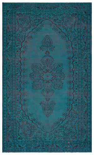 Turquoise Over Dyed Vintage Rug 6'2'' x 10'0'' ft 187 x 305 cm