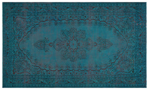 Turquoise Over Dyed Vintage Rug 6'2'' x 10'0'' ft 187 x 305 cm
