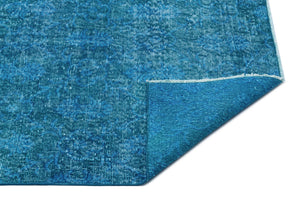 Turquoise Over Dyed Vintage Rug 7'1'' x 10'11'' ft 216 x 334 cm