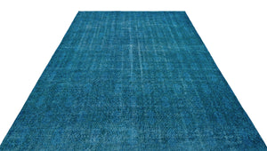 Turquoise Over Dyed Vintage Rug 7'1'' x 10'11'' ft 216 x 334 cm