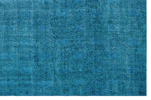 Turquoise Over Dyed Vintage Rug 7'1'' x 10'11'' ft 216 x 334 cm