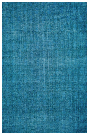 Turquoise Over Dyed Vintage Rug 7'1'' x 10'11'' ft 216 x 334 cm
