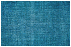 Turquoise Over Dyed Vintage Rug 7'1'' x 10'11'' ft 216 x 334 cm