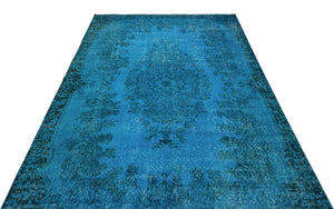 Turquoise Over Dyed Vintage Rug 5'10'' x 10'1'' ft 179 x 307 cm