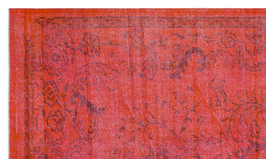 Red Over Dyed Vintage Rug 5'7'' x 9'4'' ft 170 x 285 cm