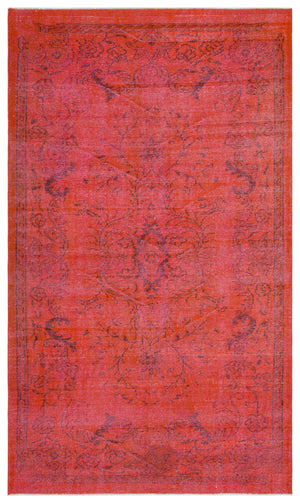 Red Over Dyed Vintage Rug 5'7'' x 9'4'' ft 170 x 285 cm